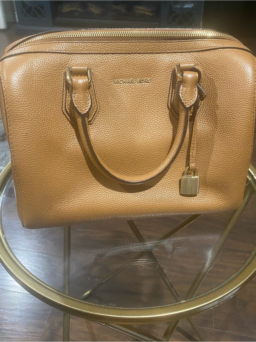 Michael Kors Pebbled Leather Satchel - Cognac